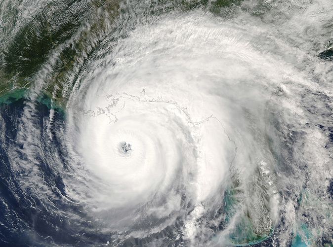 Hurricane storm system from above