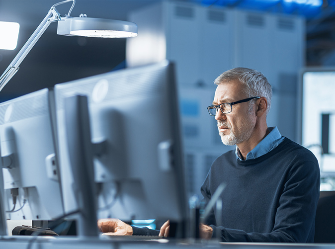 researcher using computer