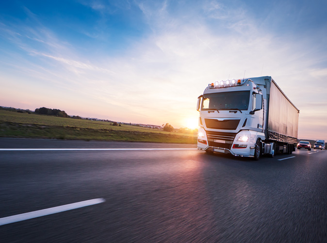 Truck driving on highway