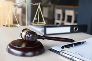 Close Up of Gavel and Scale of Justice