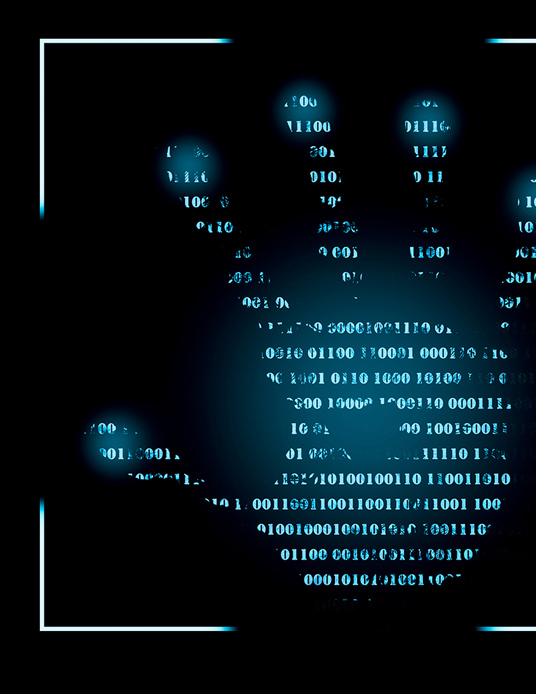 Hand print of computer code