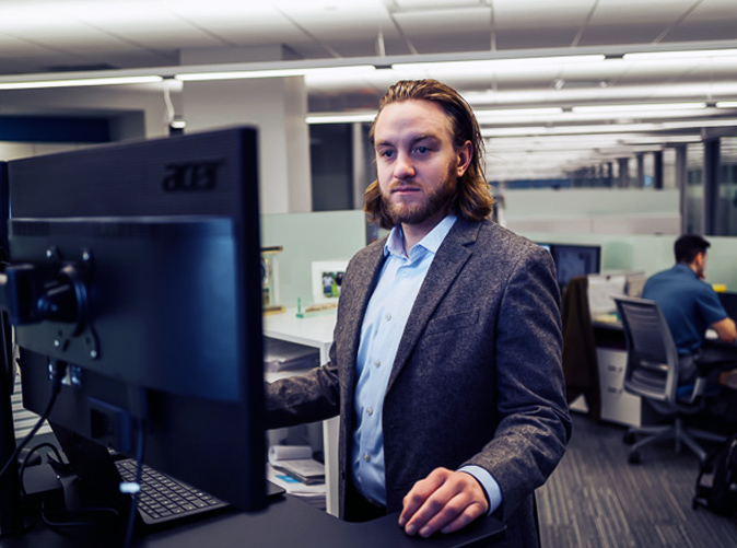 Tax advisor working at his computer
