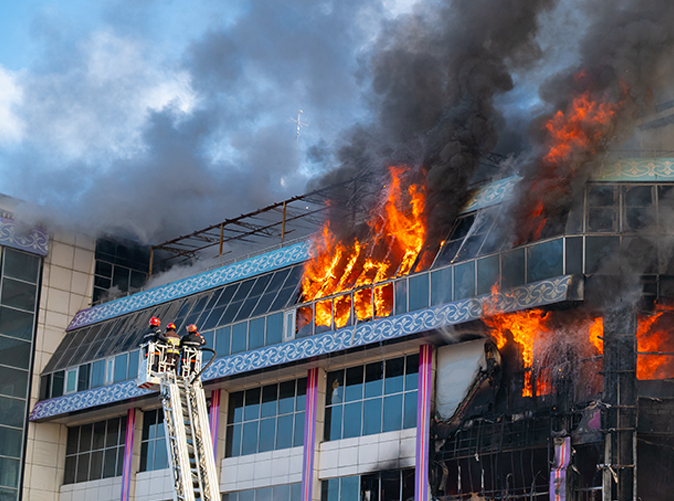 building on fire