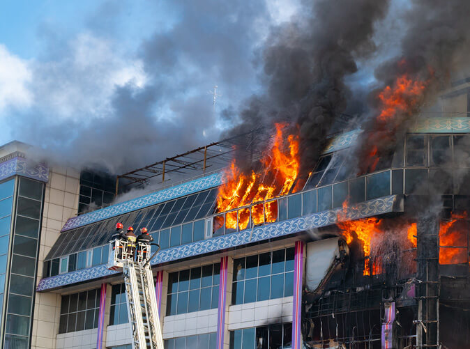 building on fire