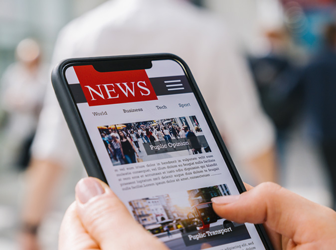 news app on phone screen